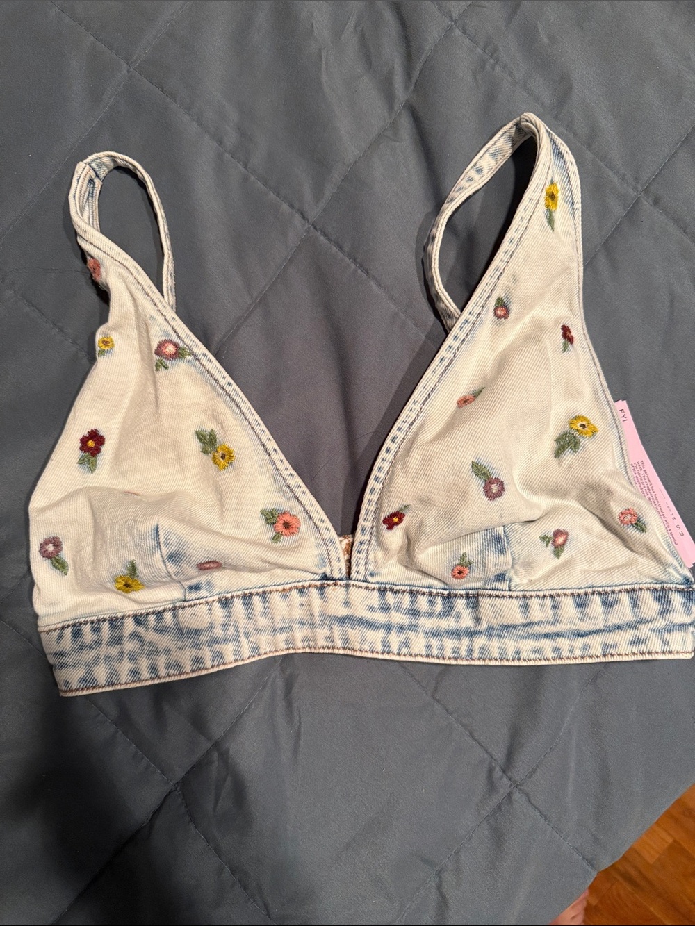 Floral Embroidered Cream Bralette Top